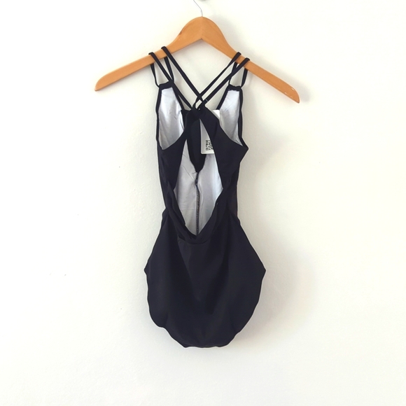 (3) NWT New Black Mesh Lace Halter Leotard Dance Gymnastics Bodysuit Sz Medium - Picture 11 of 12